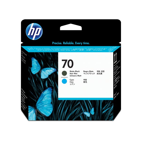 HP 70 tête d'impression noir mat et cyan
