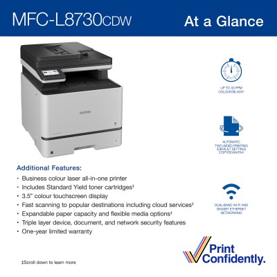 Brother MFC-L8730CDW Colour Laser Multifunction Printer / Copier