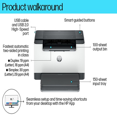 HP LaserJet M209d Noir et blanc Imprimante, Recto verso
