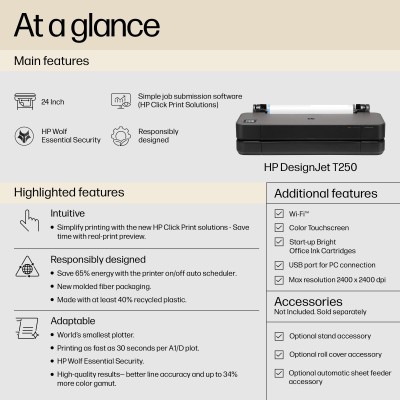 HP Designjet Imprimante T250 de 24 pouces