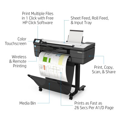 HP Designjet Imprimante multifonction T830 24 pouces