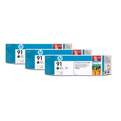 HP 91 3-pack 775-ml Matte Black DesignJet Pigment Ink Cartridges tête d’impression A jet d'encre thermique