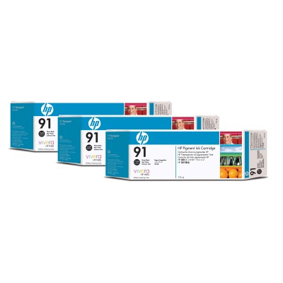 HP 91 3-pack 775-ml Photo Black DesignJet Pigment Ink Cartridges tête d’impression A jet d'encre thermique